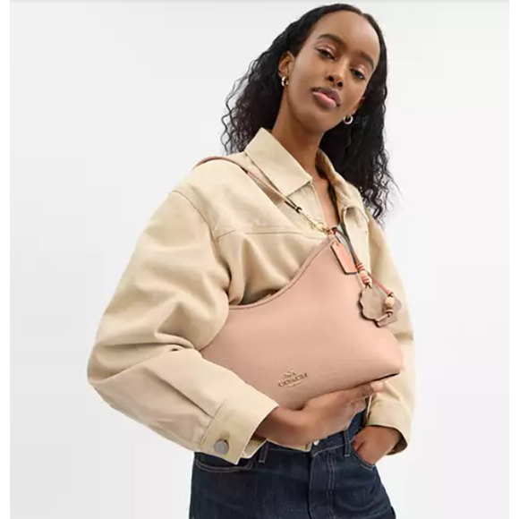 Coach Laurel Shoulder Bag Crossbody With Shell Charm In Gold/Cream/Tan CBH81 NWT - Picture 5 of 9